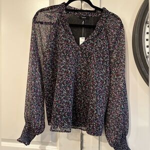 Aqua Women's Floral Sheer Top - Multicolor